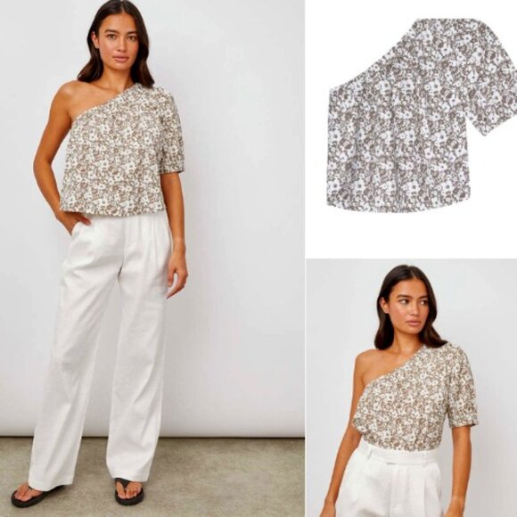 Rails Jayla One Shoulder Pull Over Top Size XL Cafe Floral - Picture 11 of 11